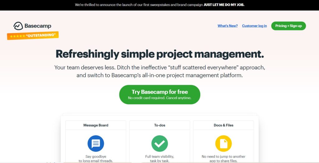 startup project management tools - basecamp