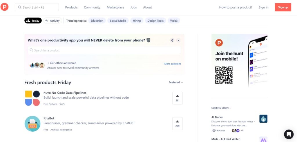 Product hunt - Best Startup Tools